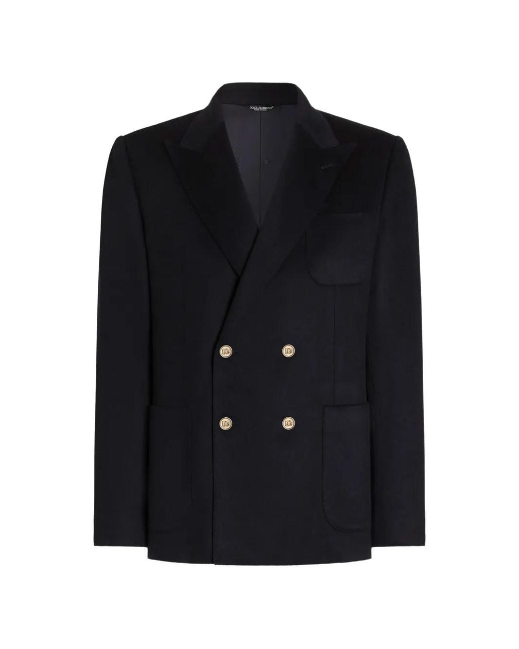 Dolce & Gabbana Black Portofino Double-Breasted Cashmere Jacket for men