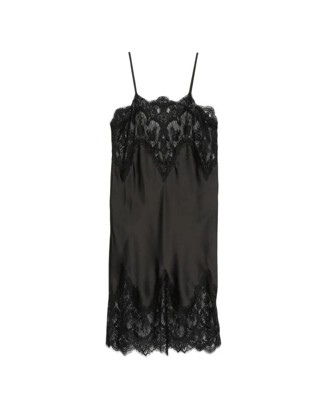 Norma Kamali Black Bias Slip Dress With Lace