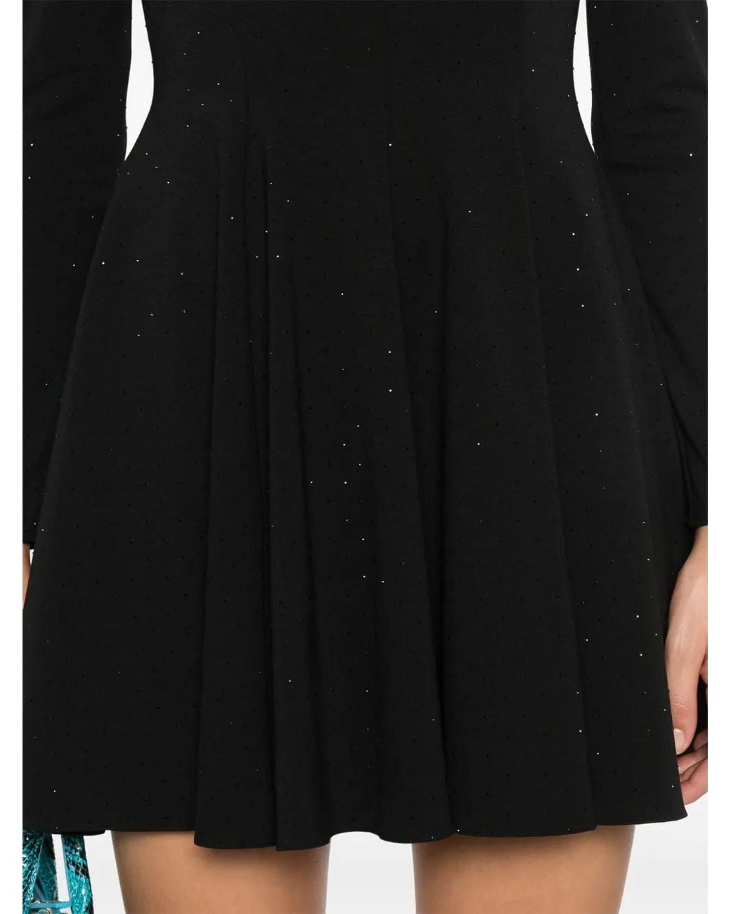 Nissa Black Rhinestone-Embellished Mini Dress