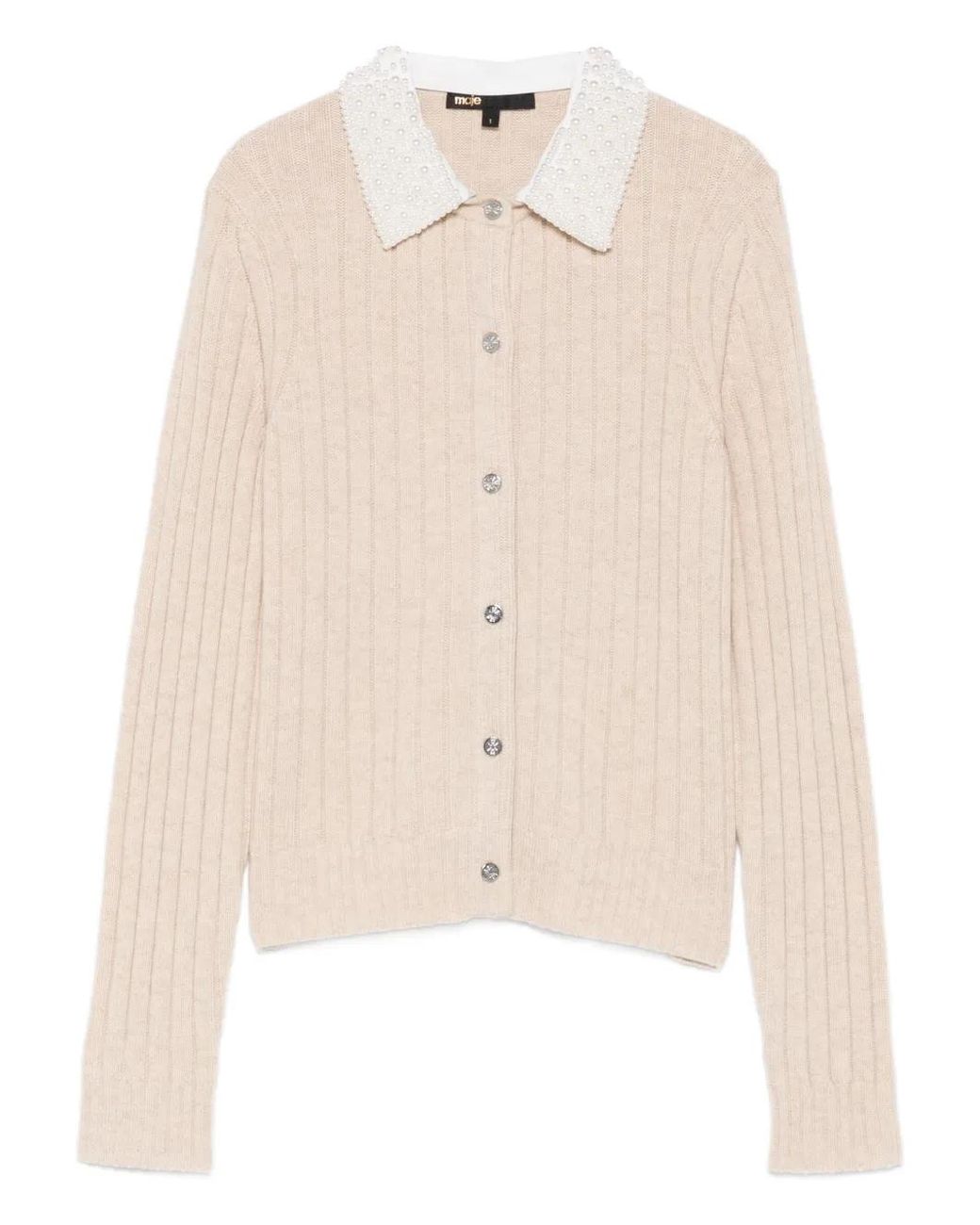 Maje Natural Cardigan With Removable Bead Collar