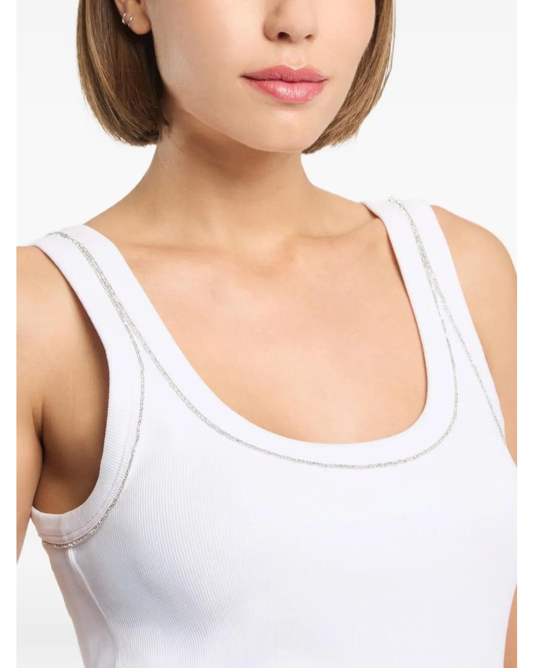 Cinq À Sept White Wilma Embellished Tank Top