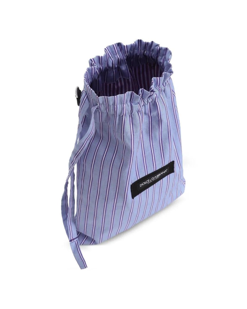 Dolce & Gabbana Blue Striped Drawstring Shoulder Bag for men