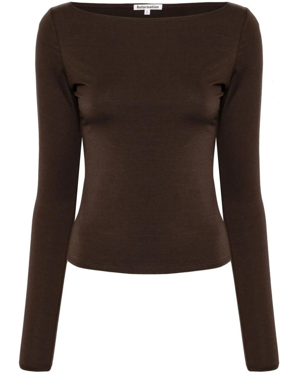 Reformation Brown Wiley Boat-Neck Top