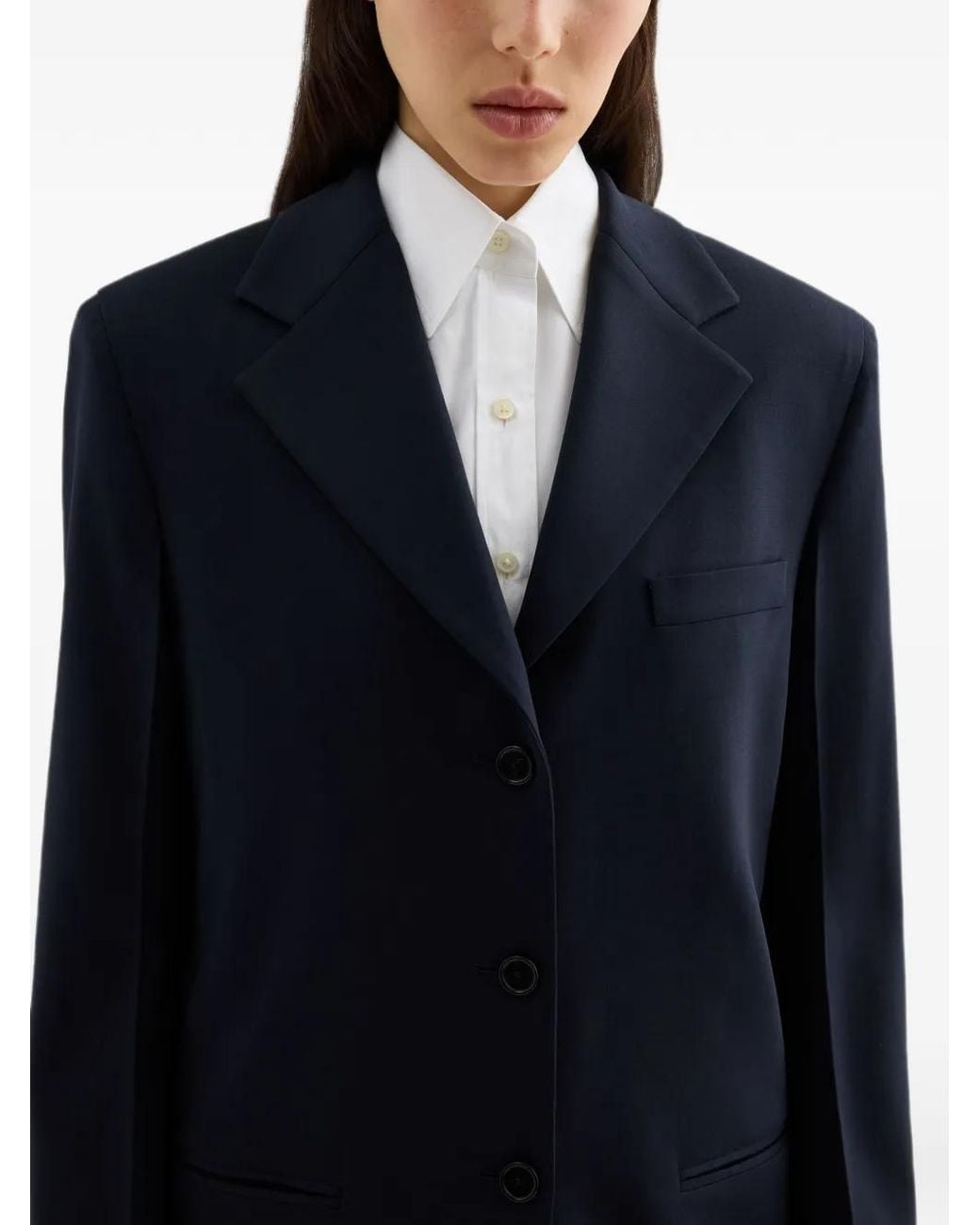 Jil Sander Blue Single-Breasted Tailored Jacket