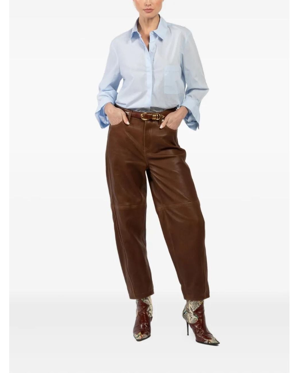 Jonathan Simkhai Brown Waldon Leather Panel Trousers