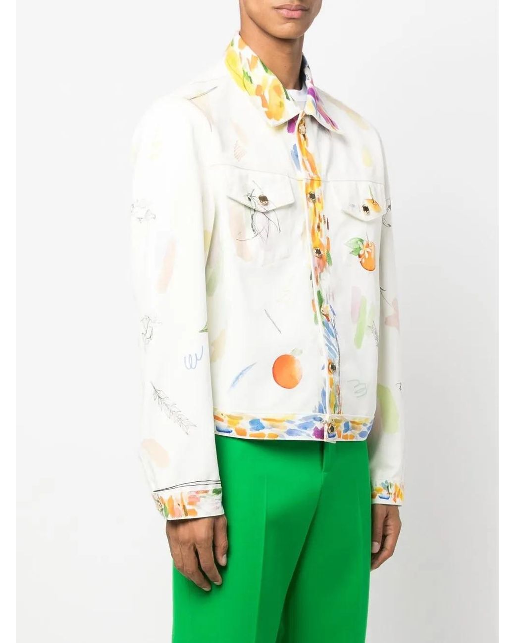 Casablanca White Work In Progress Denim Jacket for men