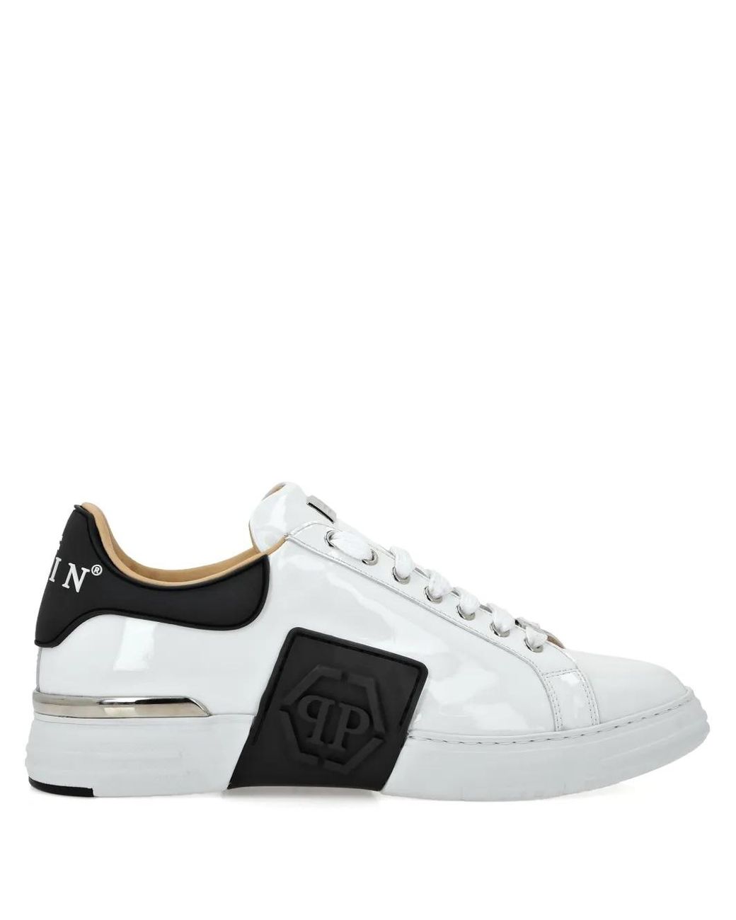 Philipp Plein White Hexagon Lo-Top Sneakers
