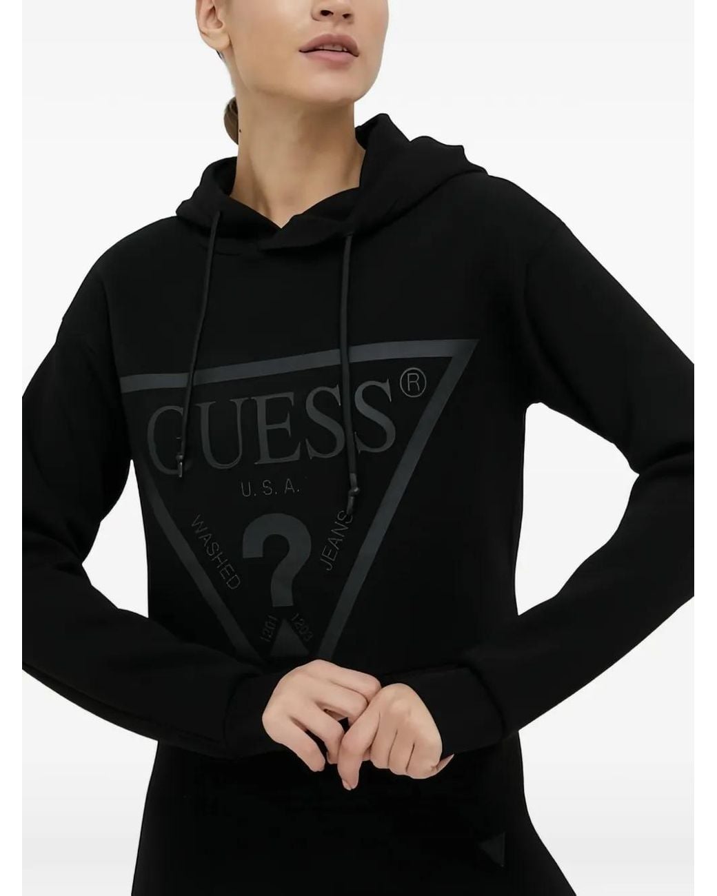 Guess Black Triangle Logo Hoodie