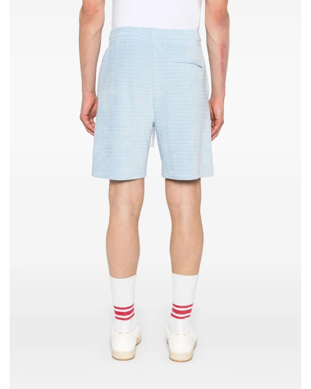 Casablanca Blue Velour Pintuck Shorts for men