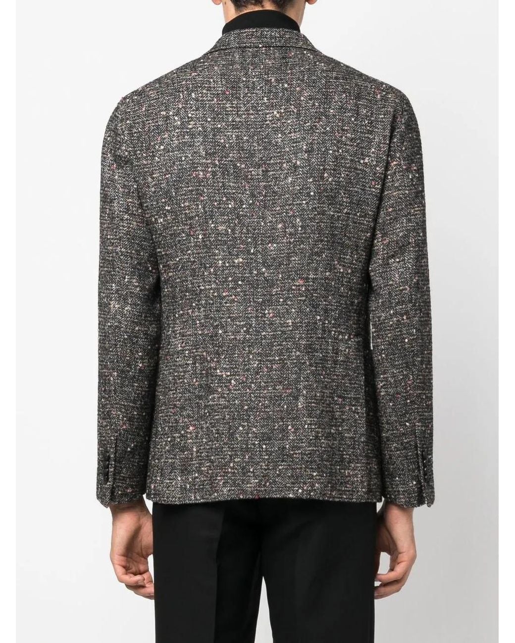 Tagliatore Gray Speckle-Knit Wool-Blend Blazer for men