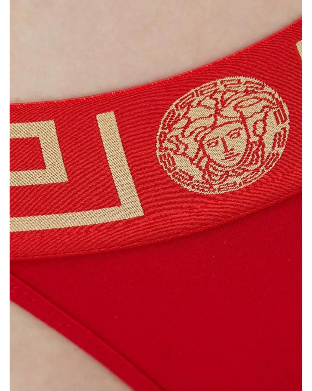 Versace Red Greca Medusa Thong