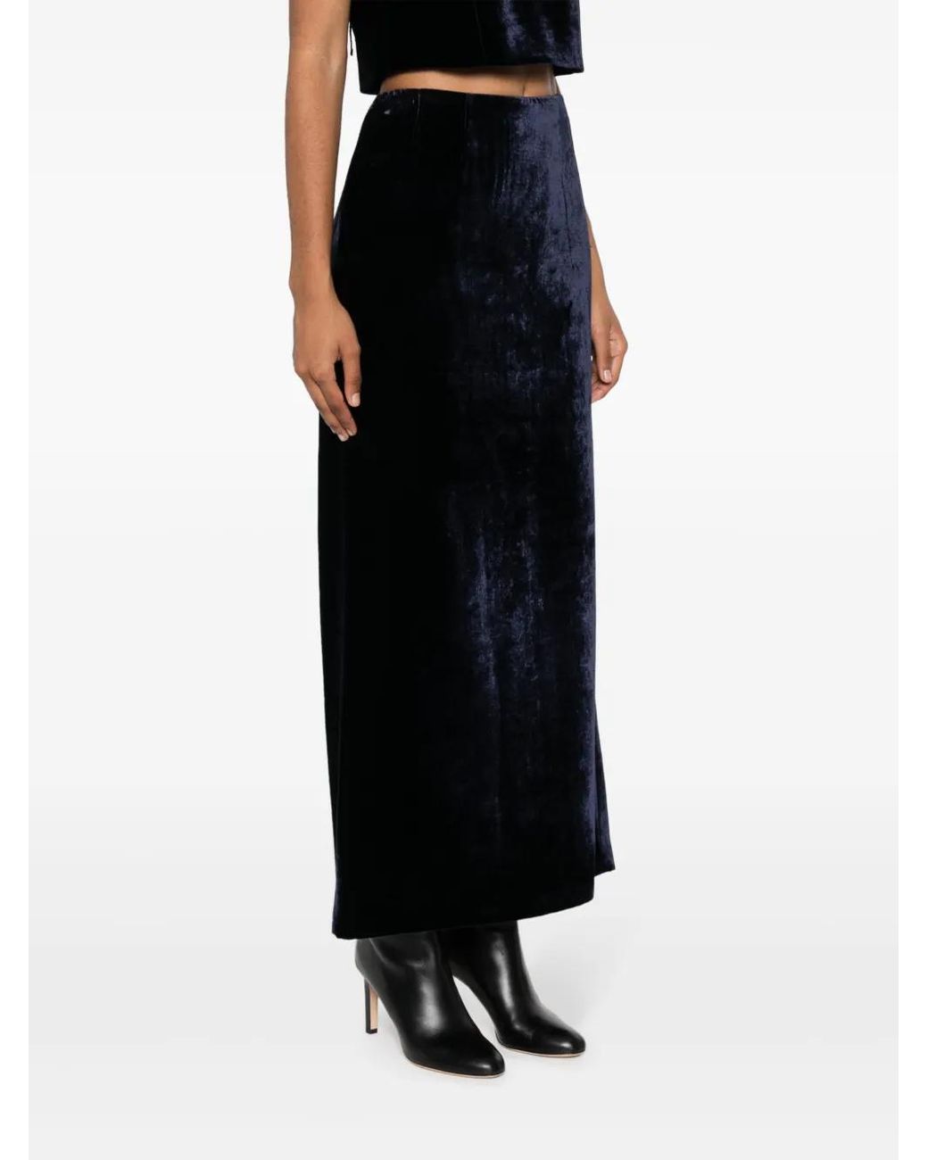 Fendi Black Zip-Embellished Velvet Maxi Skirt