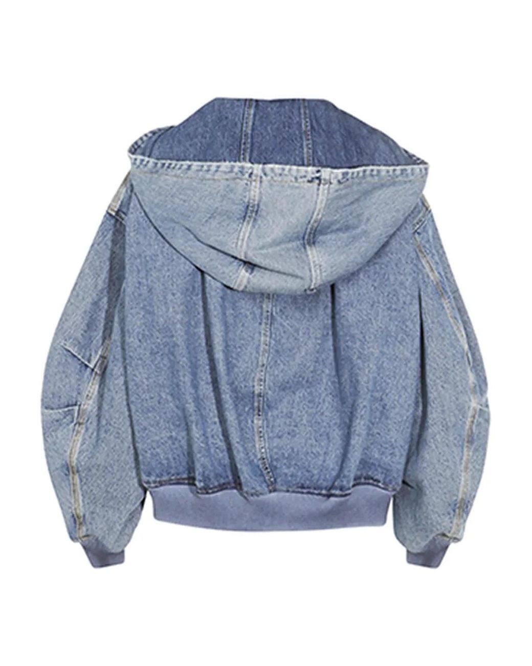 The Attico Blue Hooded Denim Jacket