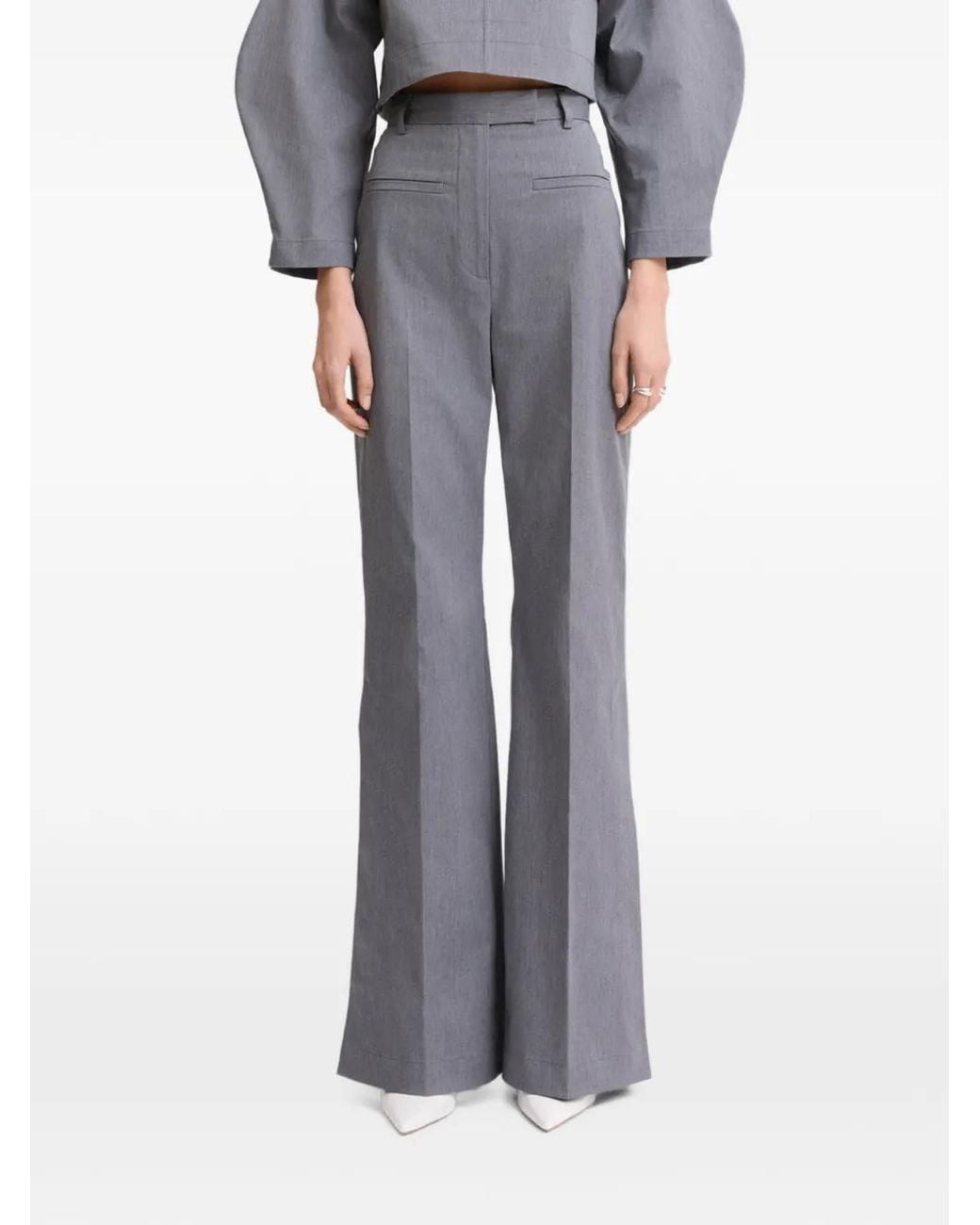 Matthew Bruch Gray Side-Slit Bell-Bottom Trousers
