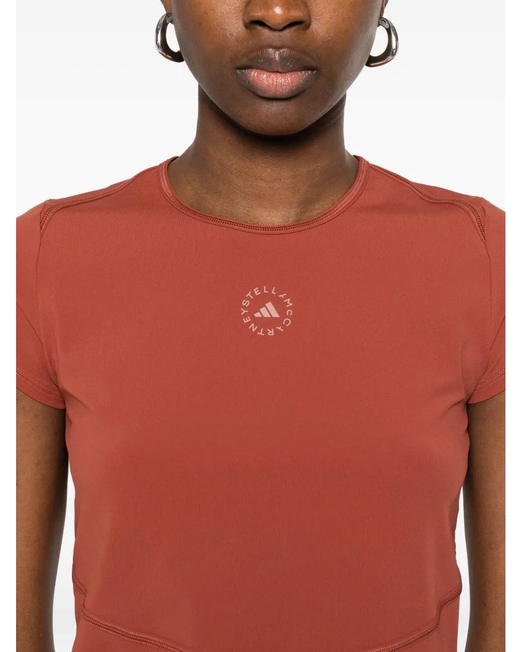 Adidas By Stella McCartney Red Logo-Print T-Shirt