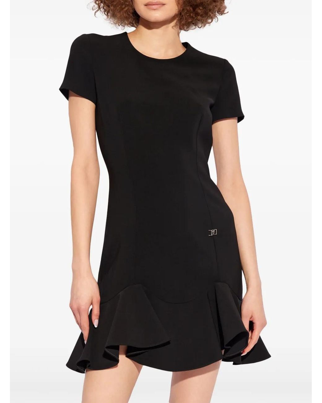 DSquared² Black Ruffled-Hem Mini Dress