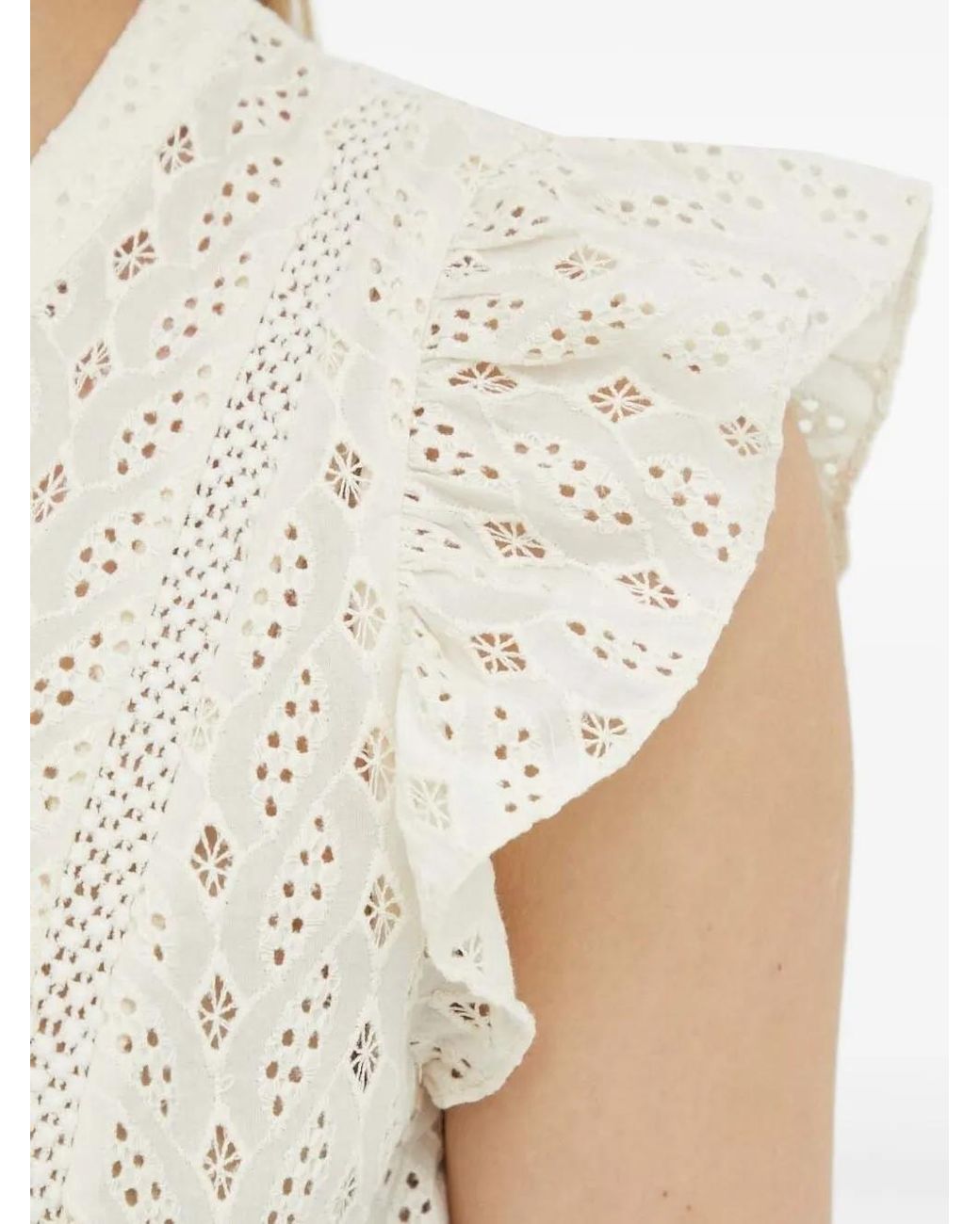 Bruuns Bazaar White Eyelet Ruffled Shirt