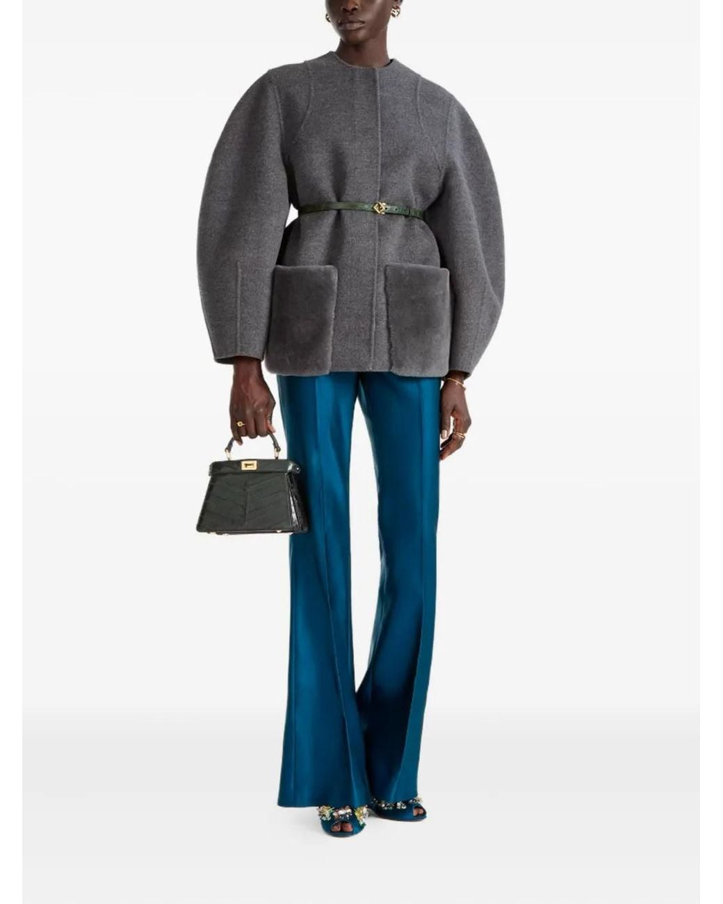 Fendi Gray Patch-Pocket Jacket