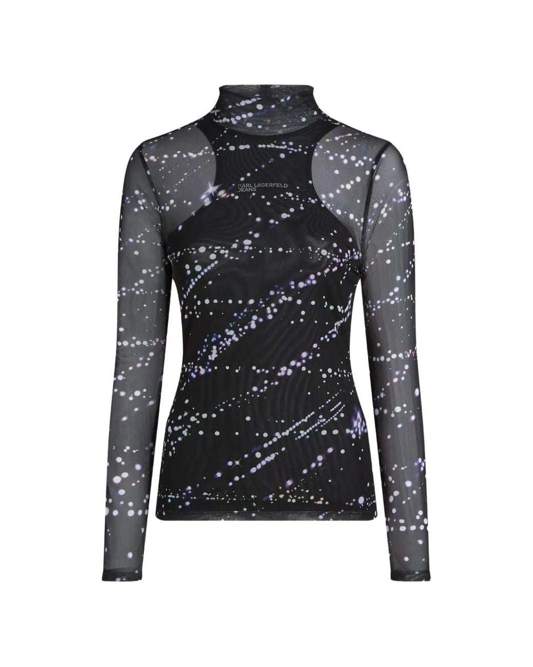 Karl Lagerfeld Black Mesh Constellation Print Top