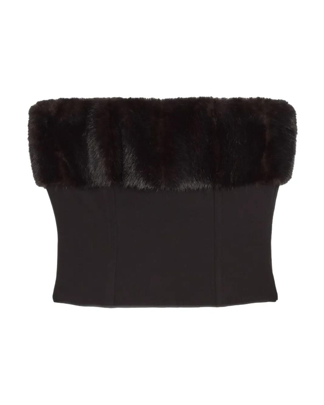 Apparis Black Ivy Faux-Fur Tube Top
