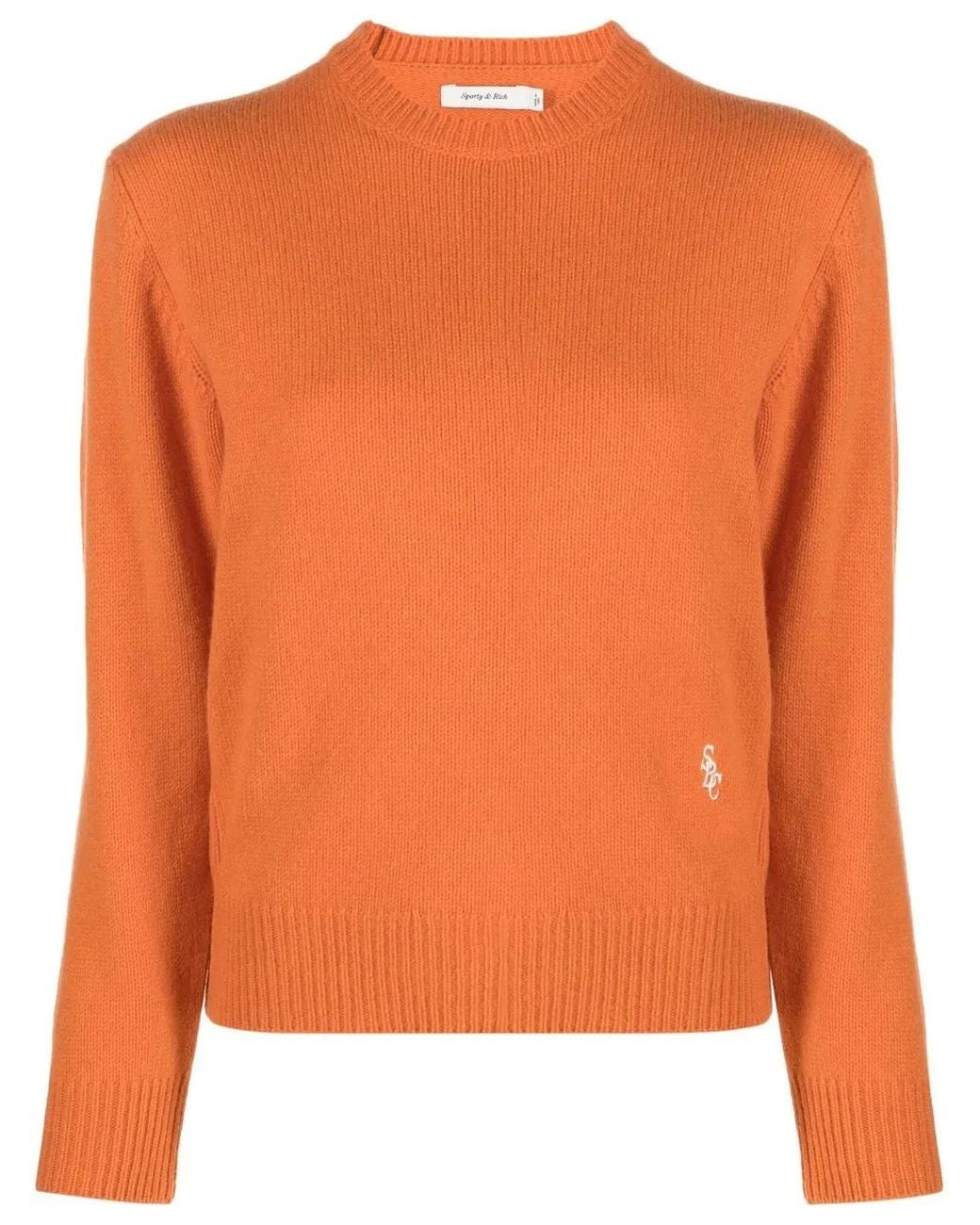 Sporty & Rich Orange Pull À Col Rond