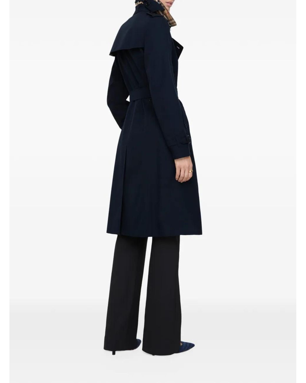 Burberry Blue Chelsea Double-Breasted Trench Coat