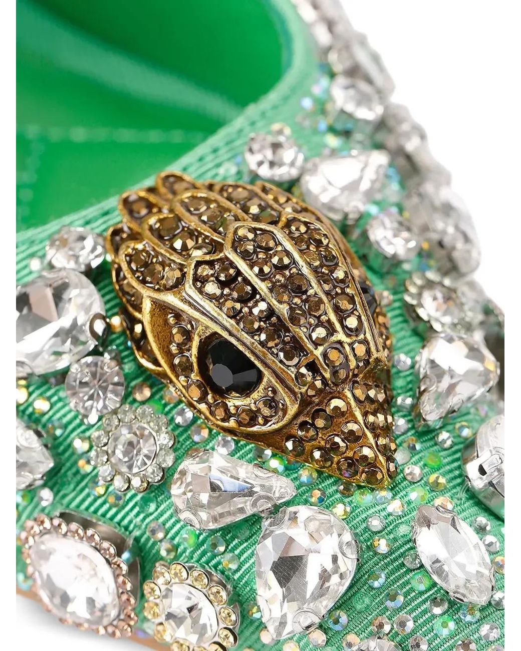 Kurt Geiger Green Eagle Head Crystal-Embellished Slingback Pumps