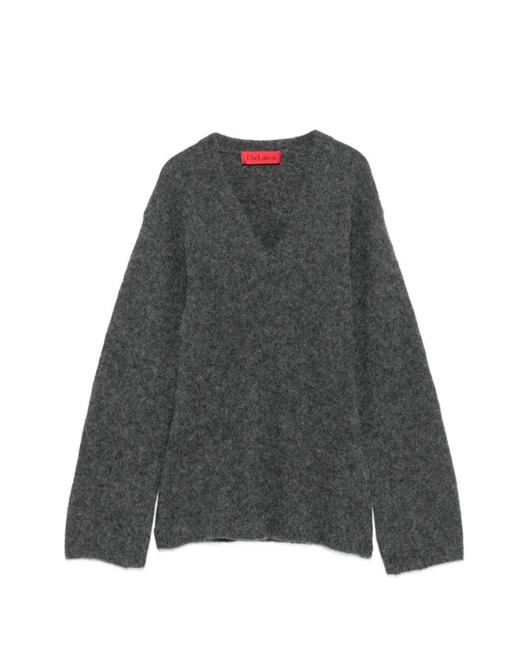Thelatest Gray Eleonora V-Neck Alpaca-Wool Sweater