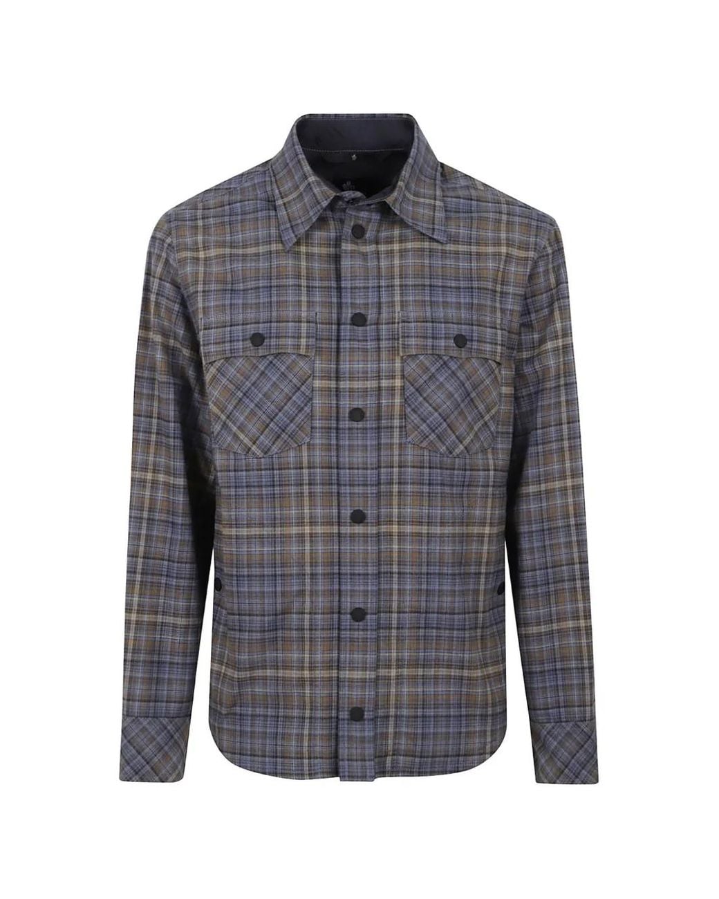 Moncler Gray Check-Pattern Long-Sleeve Shirt for men