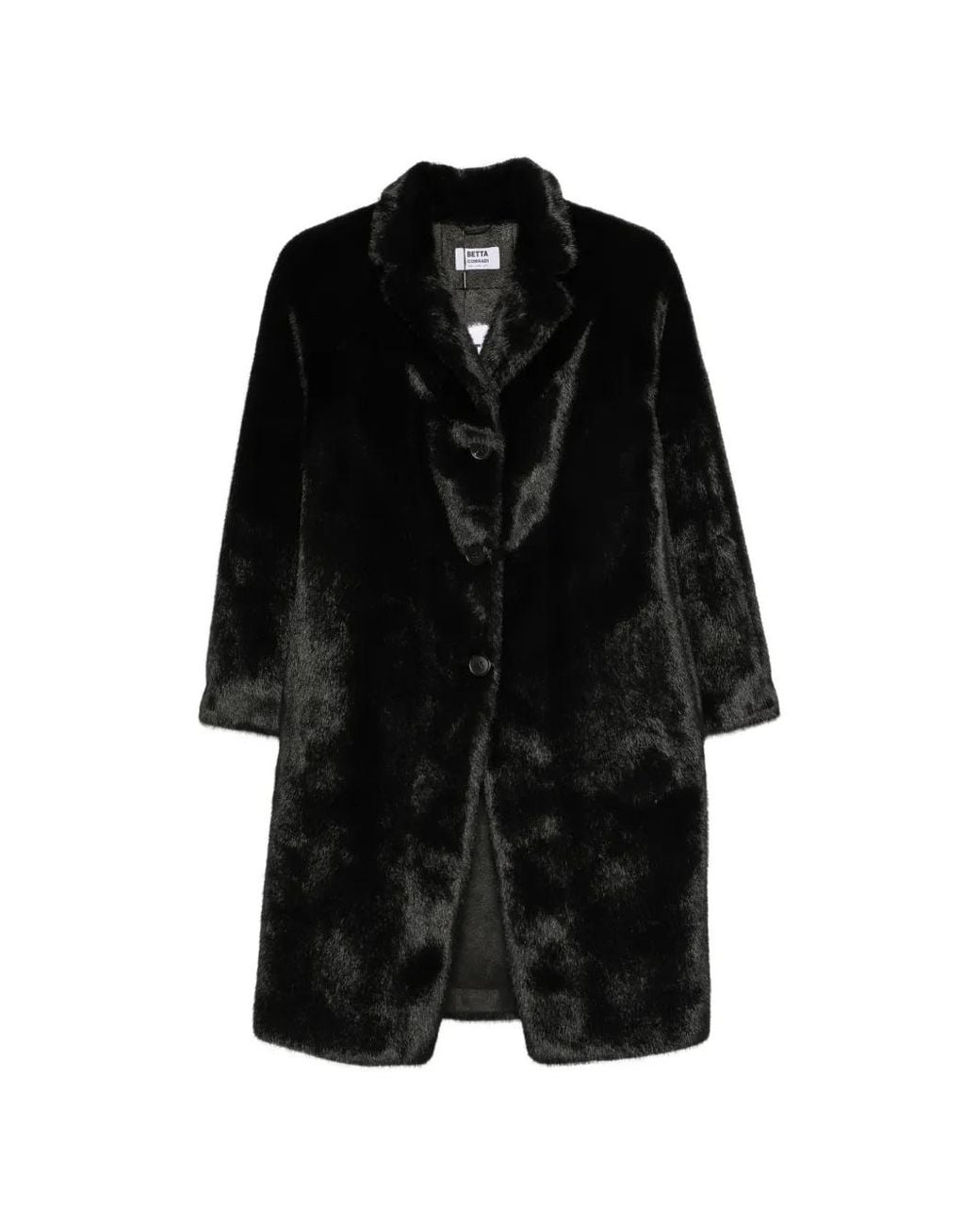 Betta Corradi Black Faux-Fur Notch-Lapel Coat