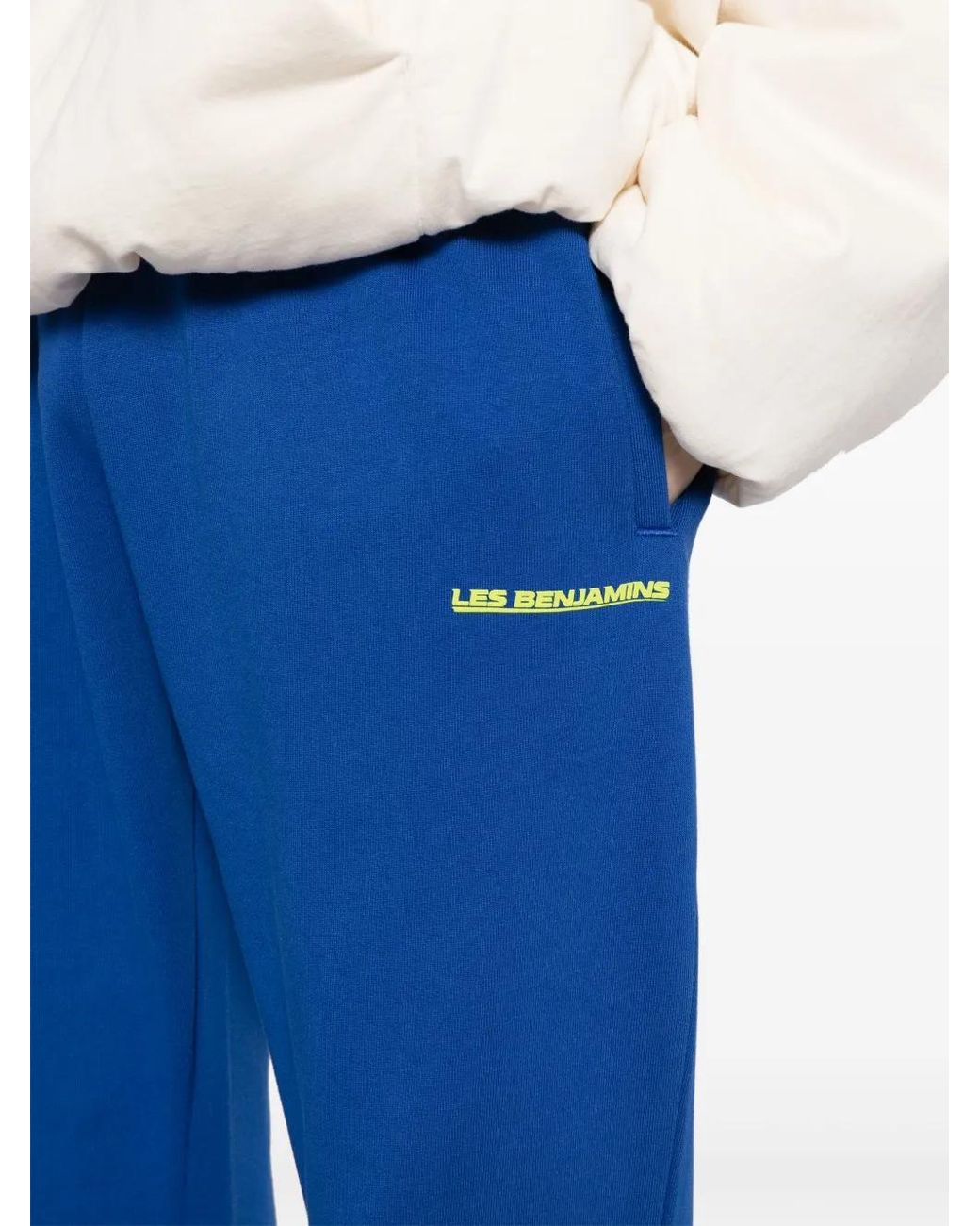 Les Benjamins Blue Logo-Print Cotton Track Pants for men