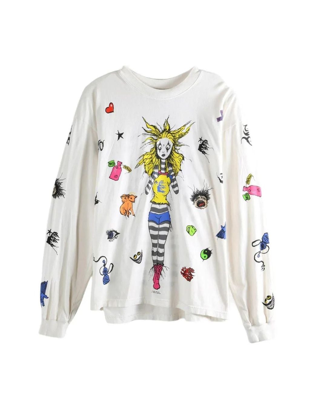 HELLSTAR White Down The Paradise Path Graphic-Print Long-Sleeve Sweater for men