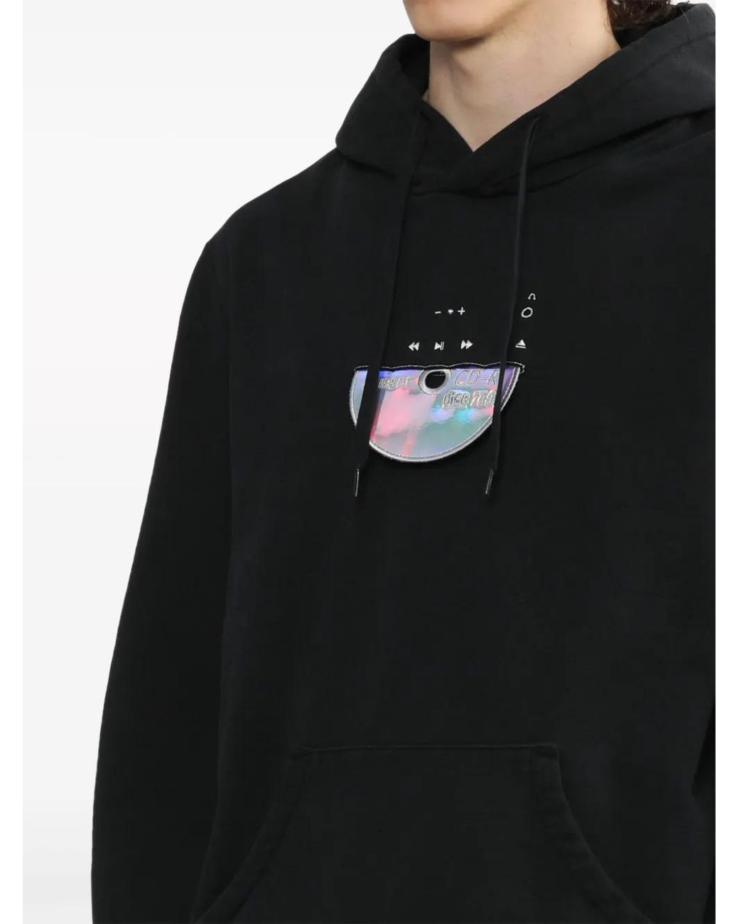 Doublet Black Cd-R Embroidered Cotton Hoodie for men