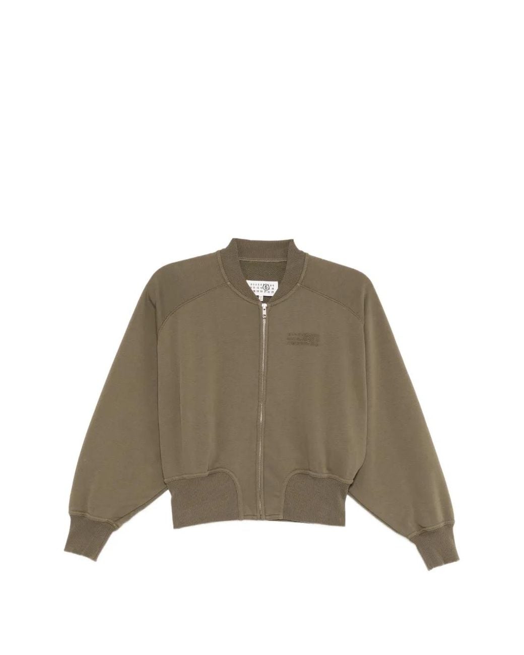 MM6 by Maison Margiela Green Logo-Embroidered Zip-Up Sweatshirt
