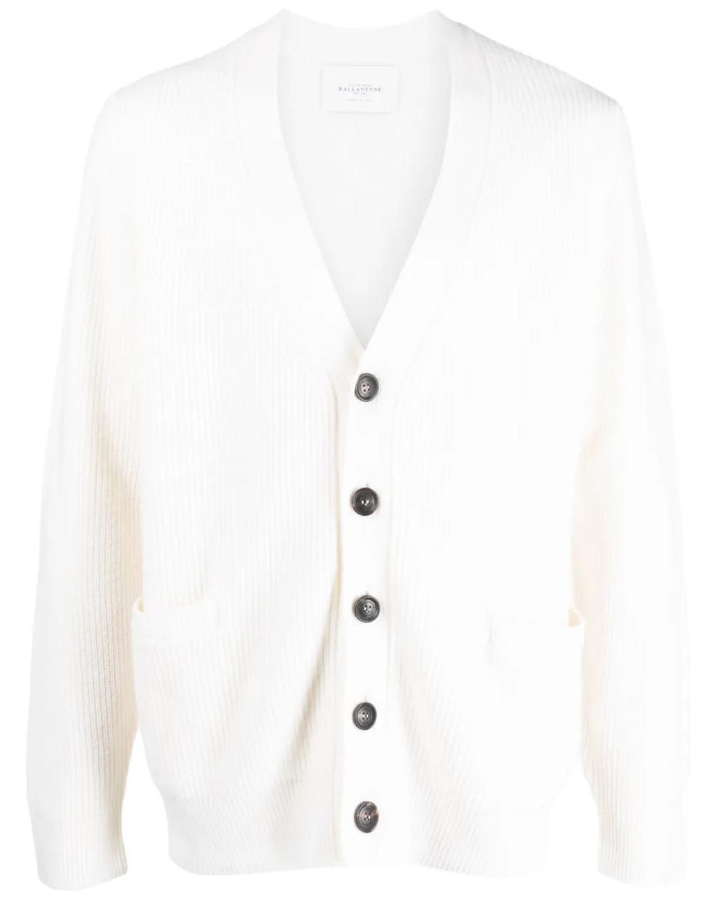 Ballantyne White V-Neck Wool Cardigan for men
