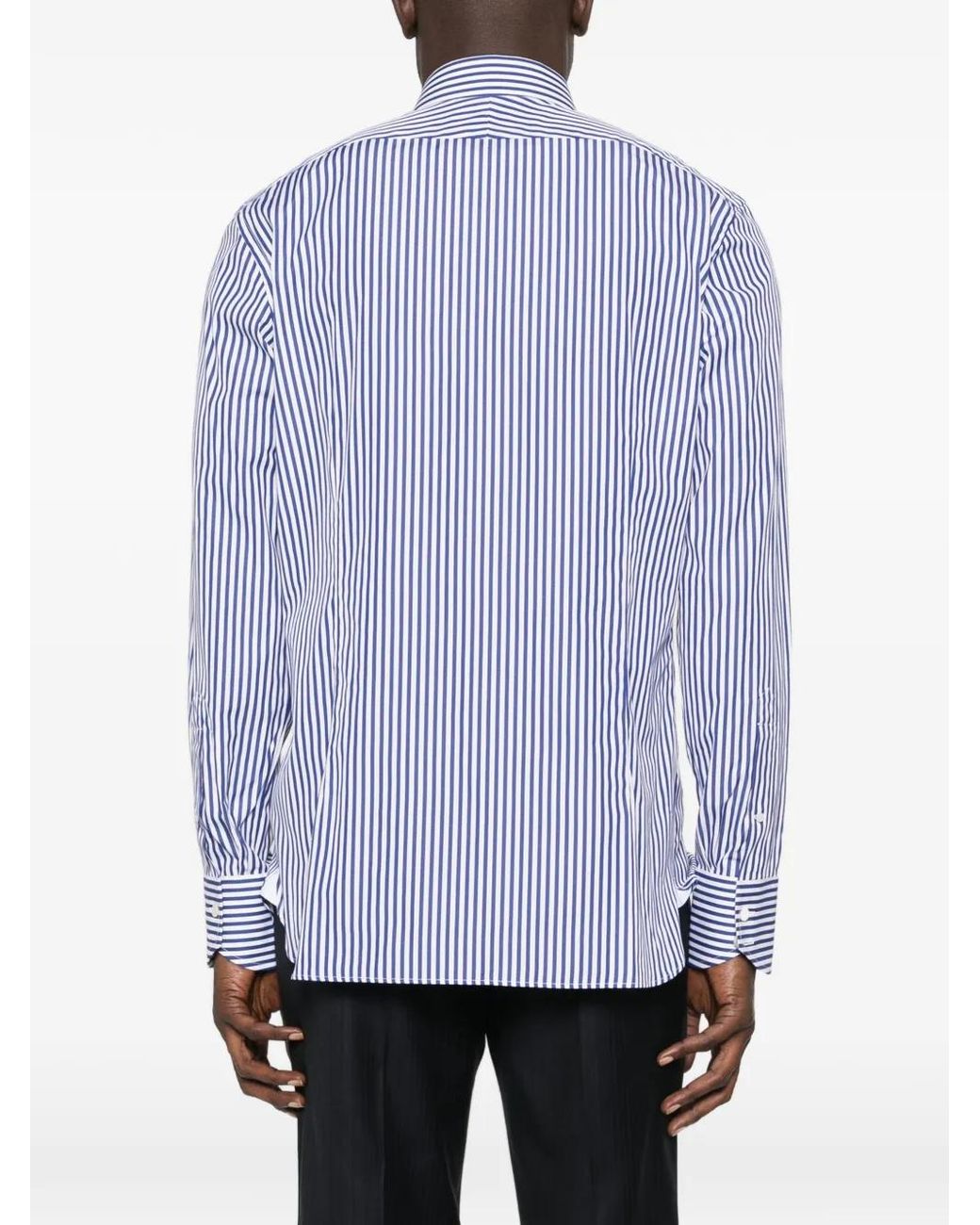 Tom Ford Gestreept Overhemd Met Knoopsluiting in het Blue voor heren