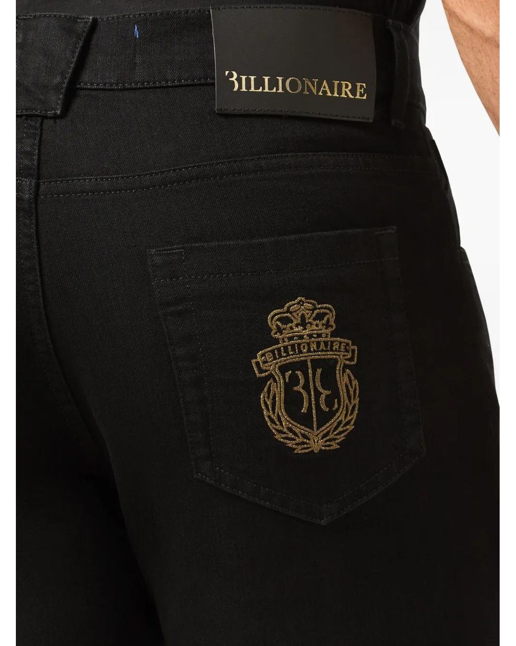 Billionaire Black Jean Slim À Broderies for men