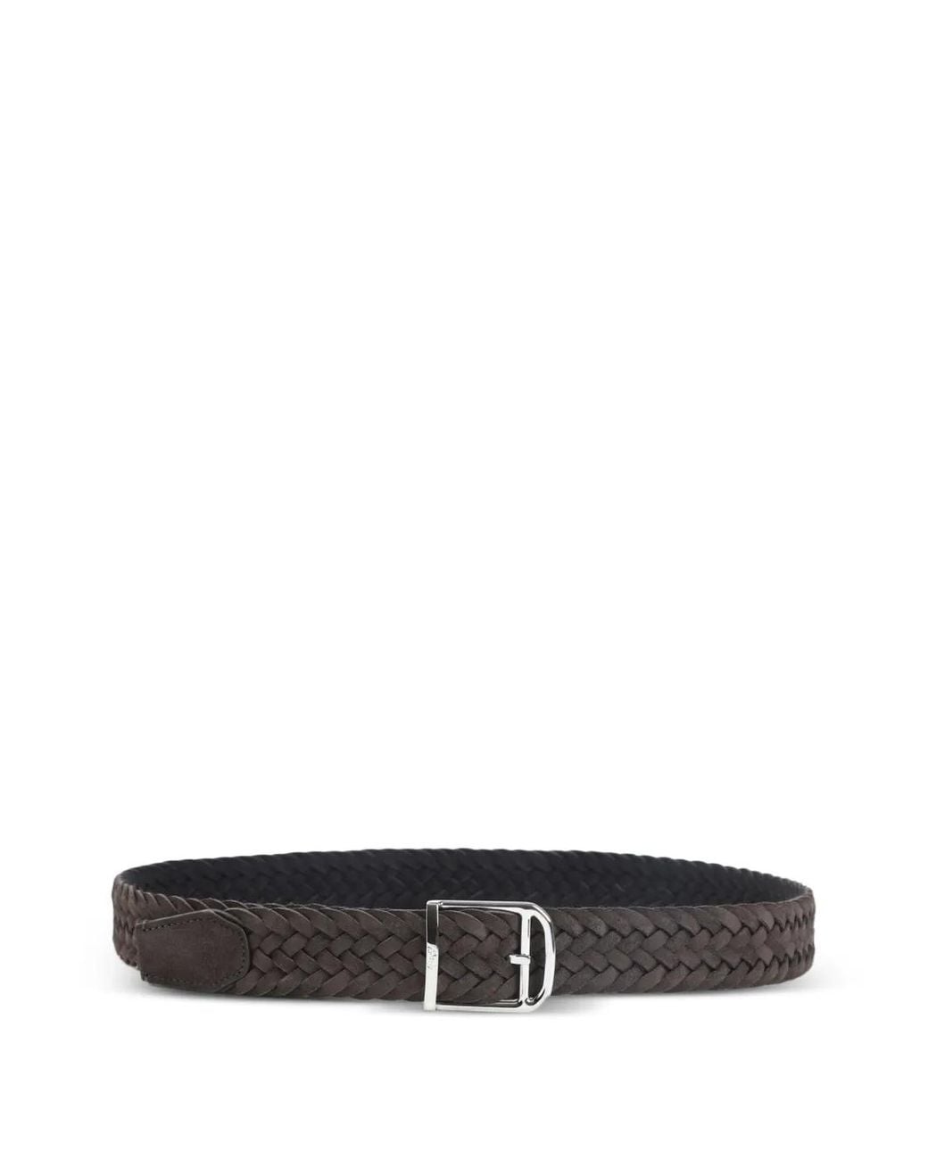Brioni White Braided Calf Leather Belt for men