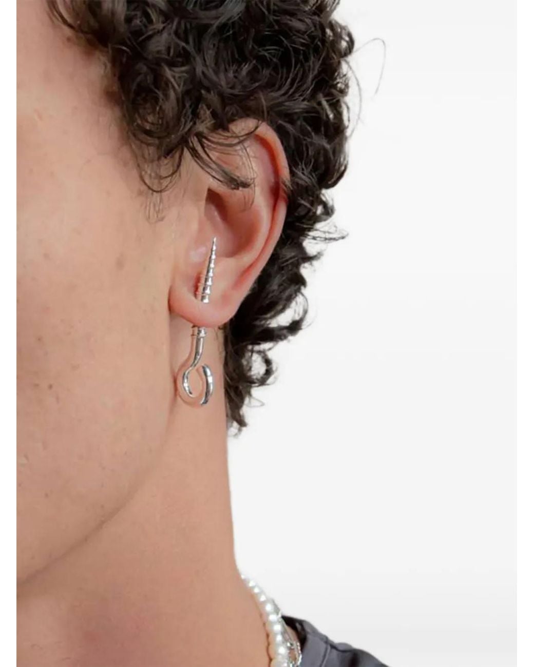 Yoj Black Screw-Detail Stud Earring for men