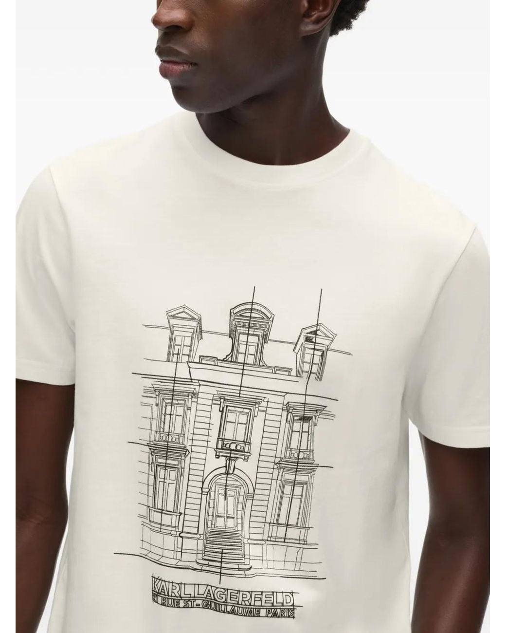 Karl Lagerfeld White Maison De Karl Printed T-Shirt for men