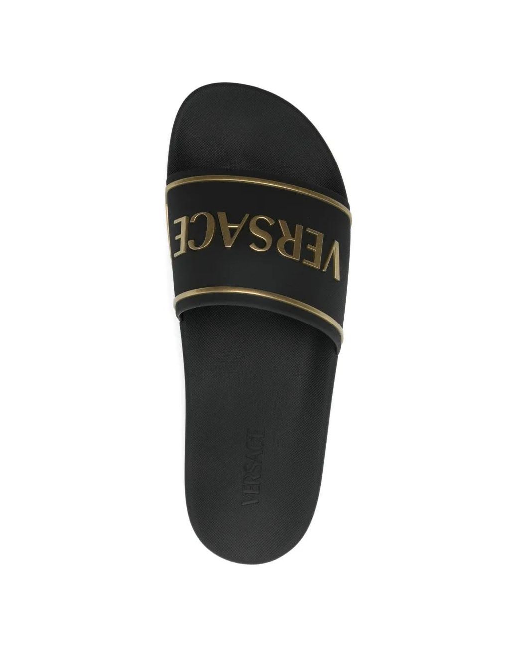 Versace White Slide Sandals With Embossed Logo for men