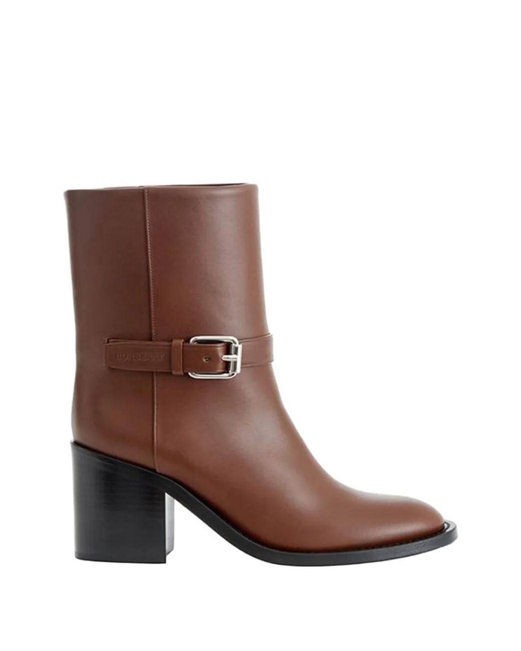Burberry Brown Buckle-Detail Leather Ankle Boots