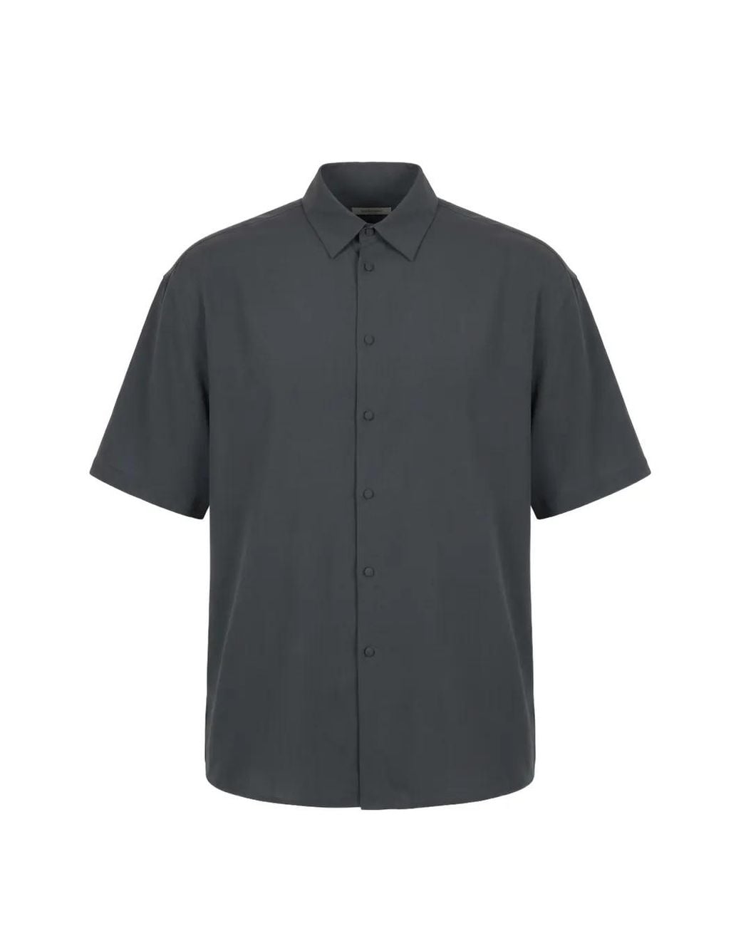 Valentino Garavani Gray Short-Sleeve Leather Shirt for men