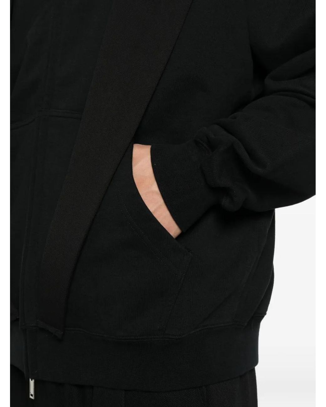 MEDEA Black Lapels Zip Hoodie Jacket