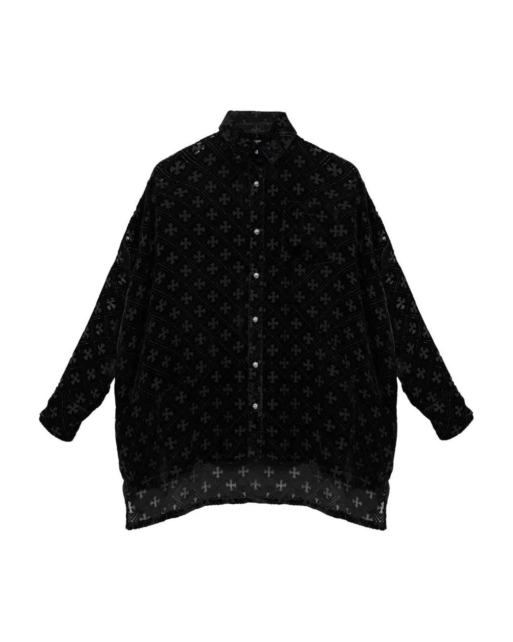 Chrome Hearts Black Mahal Kita Monogram Cross Velvet Shirt for men