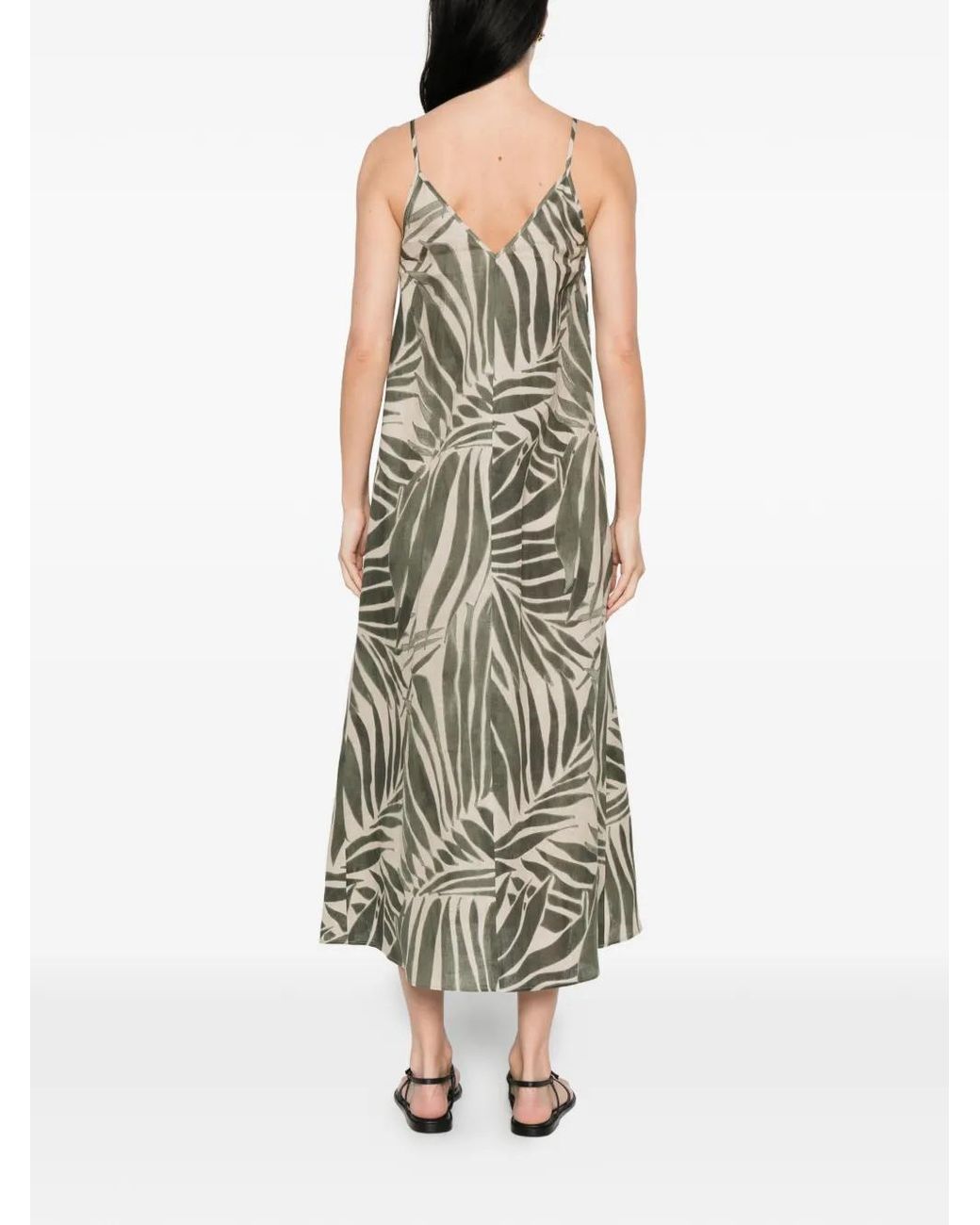 Pennyblack White Palm-Print V-Neck Dress