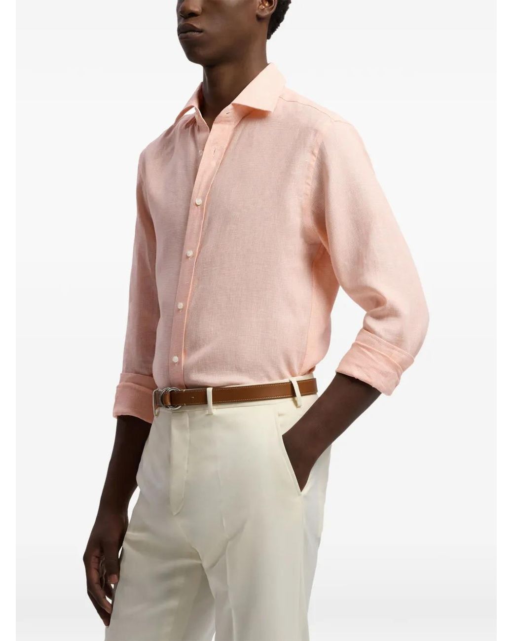 Ralph Lauren Pink Check-Pattern Long-Sleeve Shirt for men