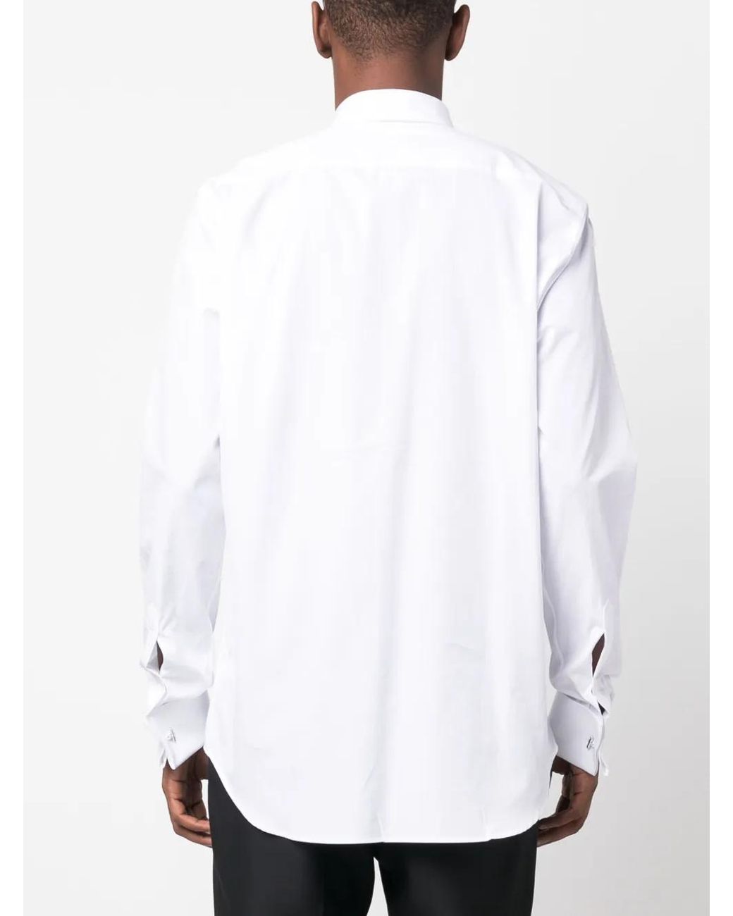 Canali White Long-Sleeved Cotton Shirt for men