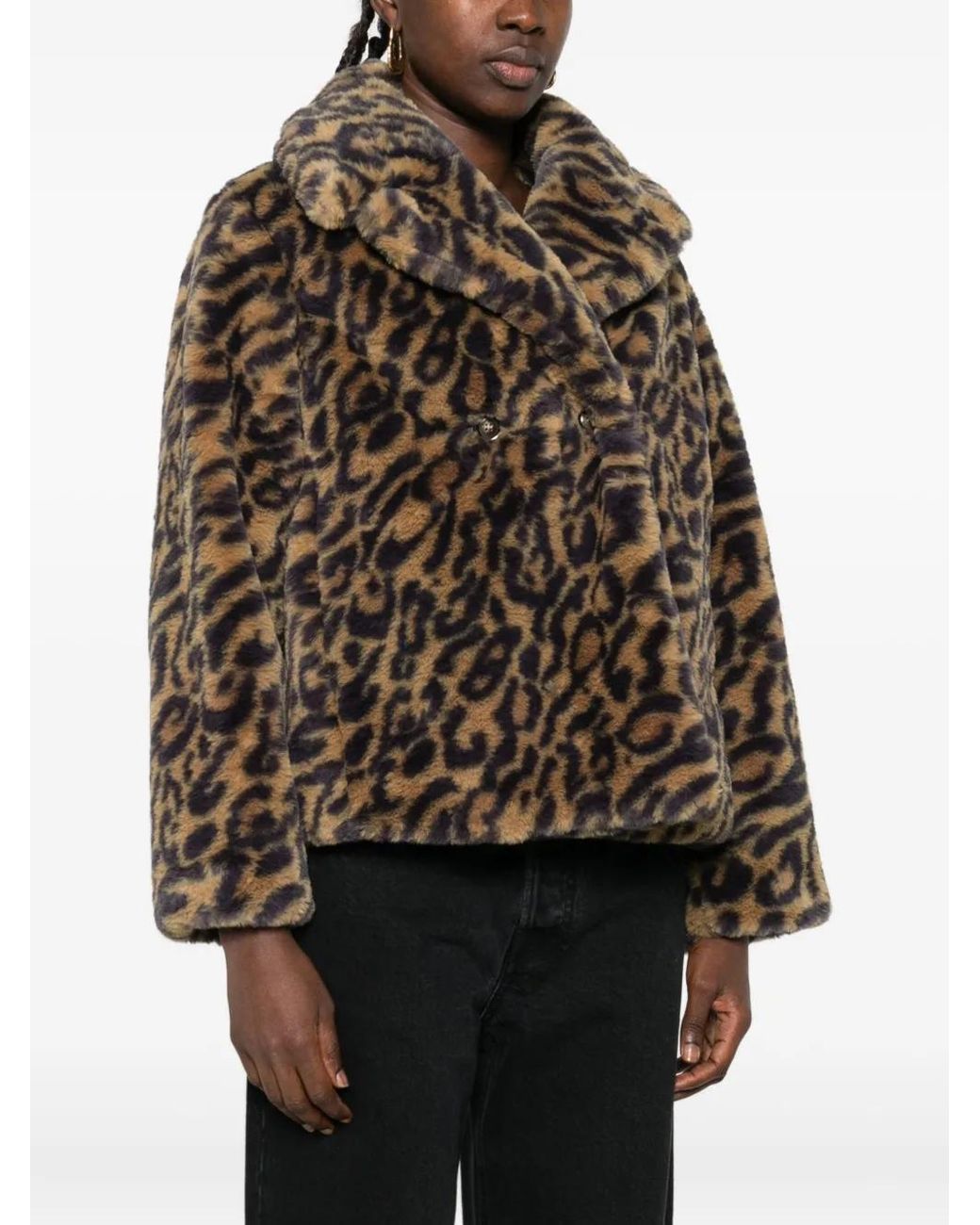 A.P.C. Brown Leopard-Print Double-Breasted Jacket