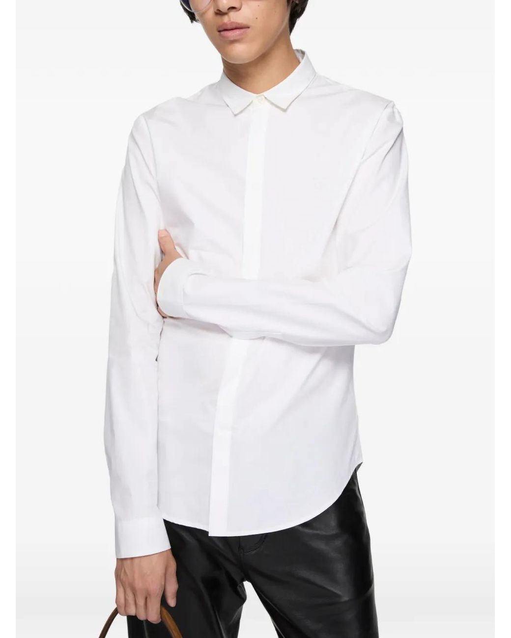 Acne White Fitted Button-Up Shirt for men